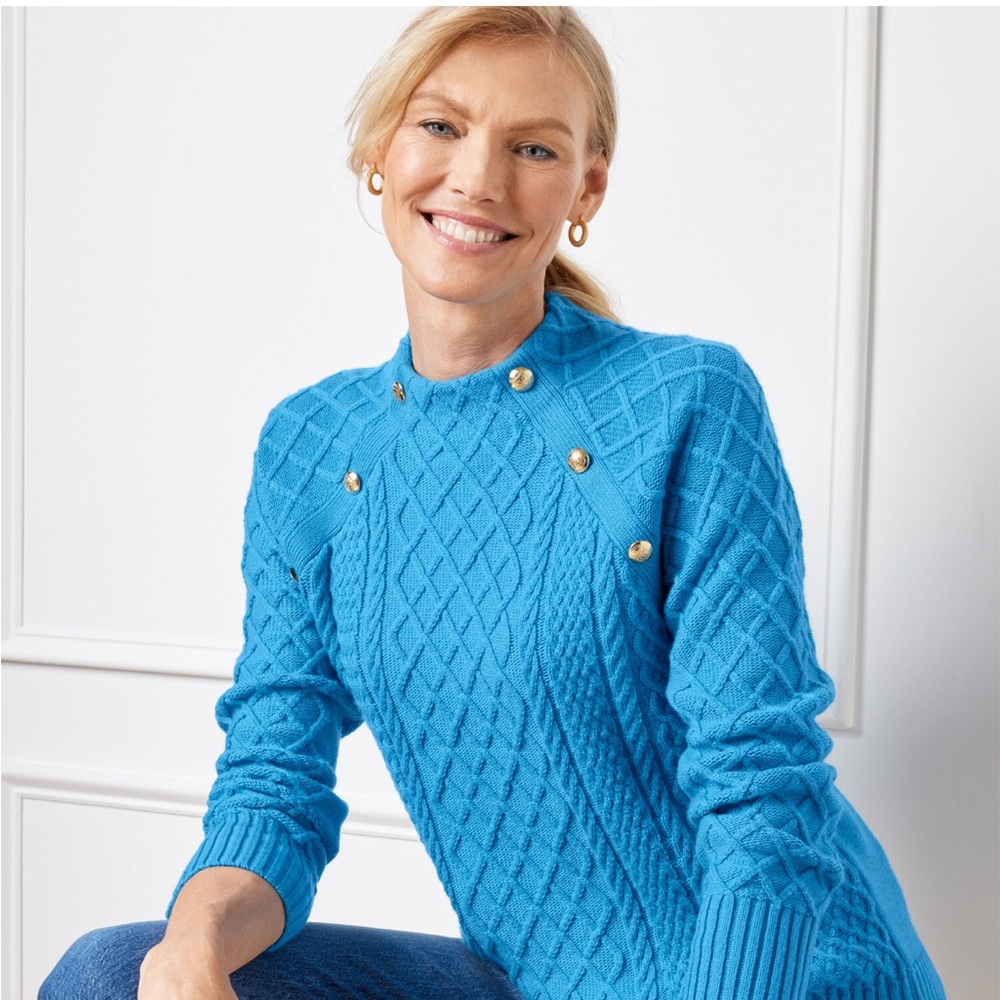 Talbots MockNeck Cable Knit Sweater